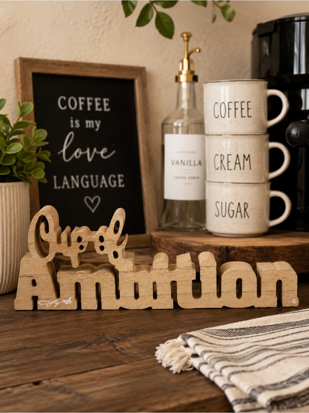 Dolly Parton “Cup of Ambition” Wooden Shelf Sitter Decor Sign